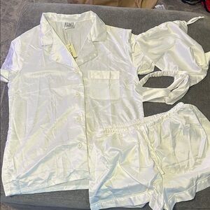 Women's White Satin Sleepwear Set